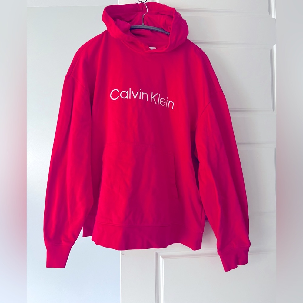 Calvin Klein Relaxed Fit Standard Logo Hoodie Bright Pink